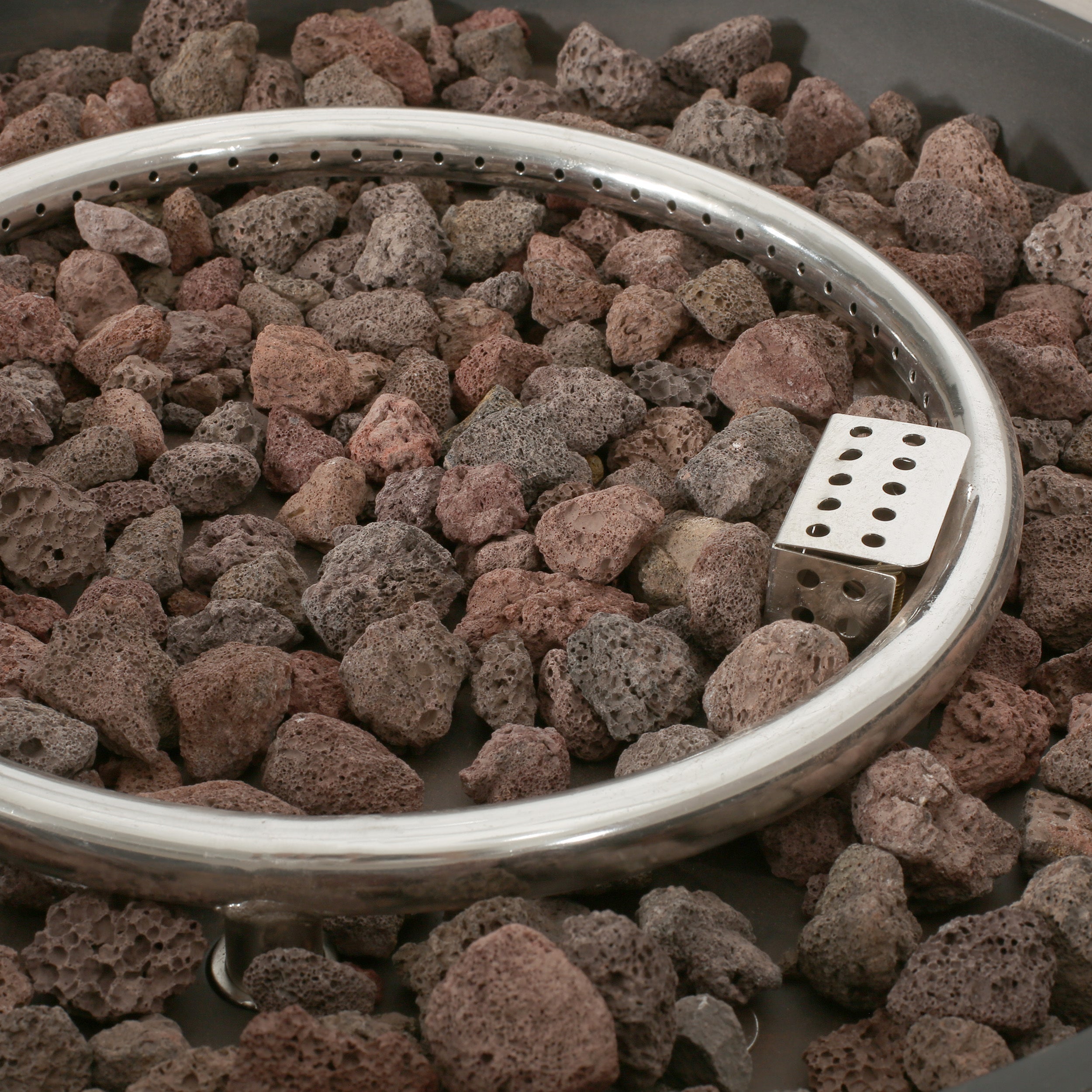 Modern Outdoor 50000 BTU Round MgO Concrete Propane Fire Pit, Light Grey