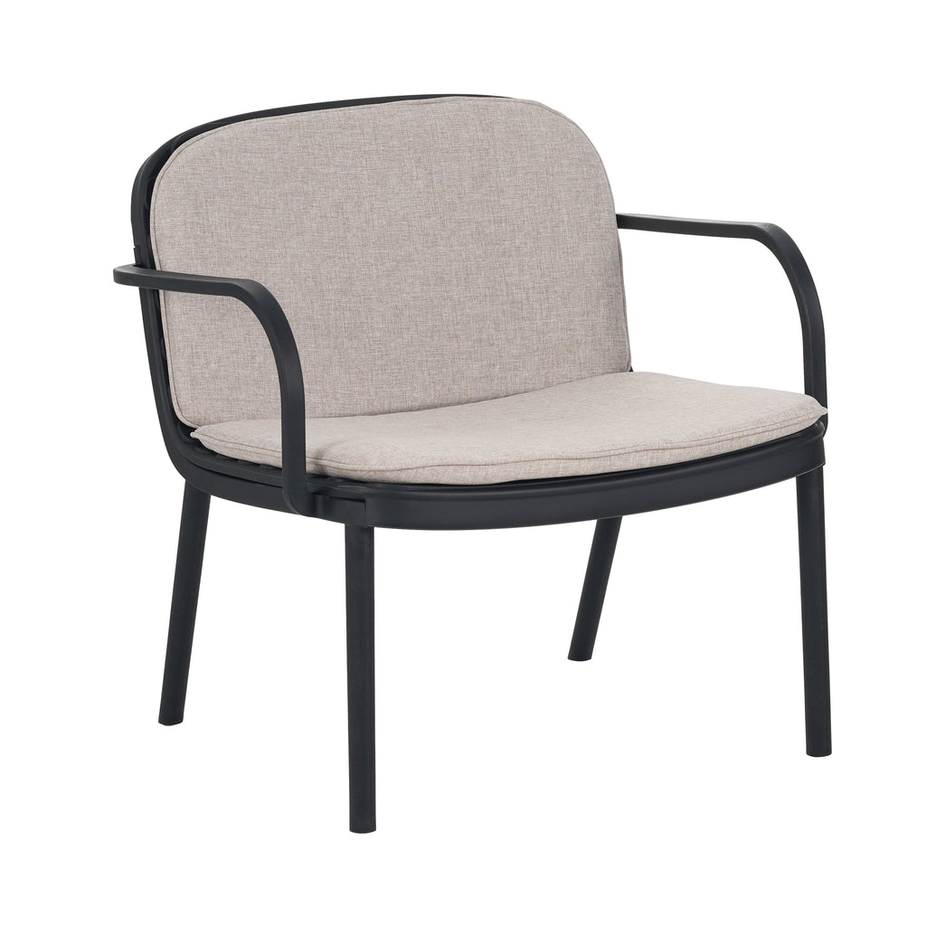 Outdoor Chat Set Polypropylene Black Beige Cushion 3 Piece Loveseat