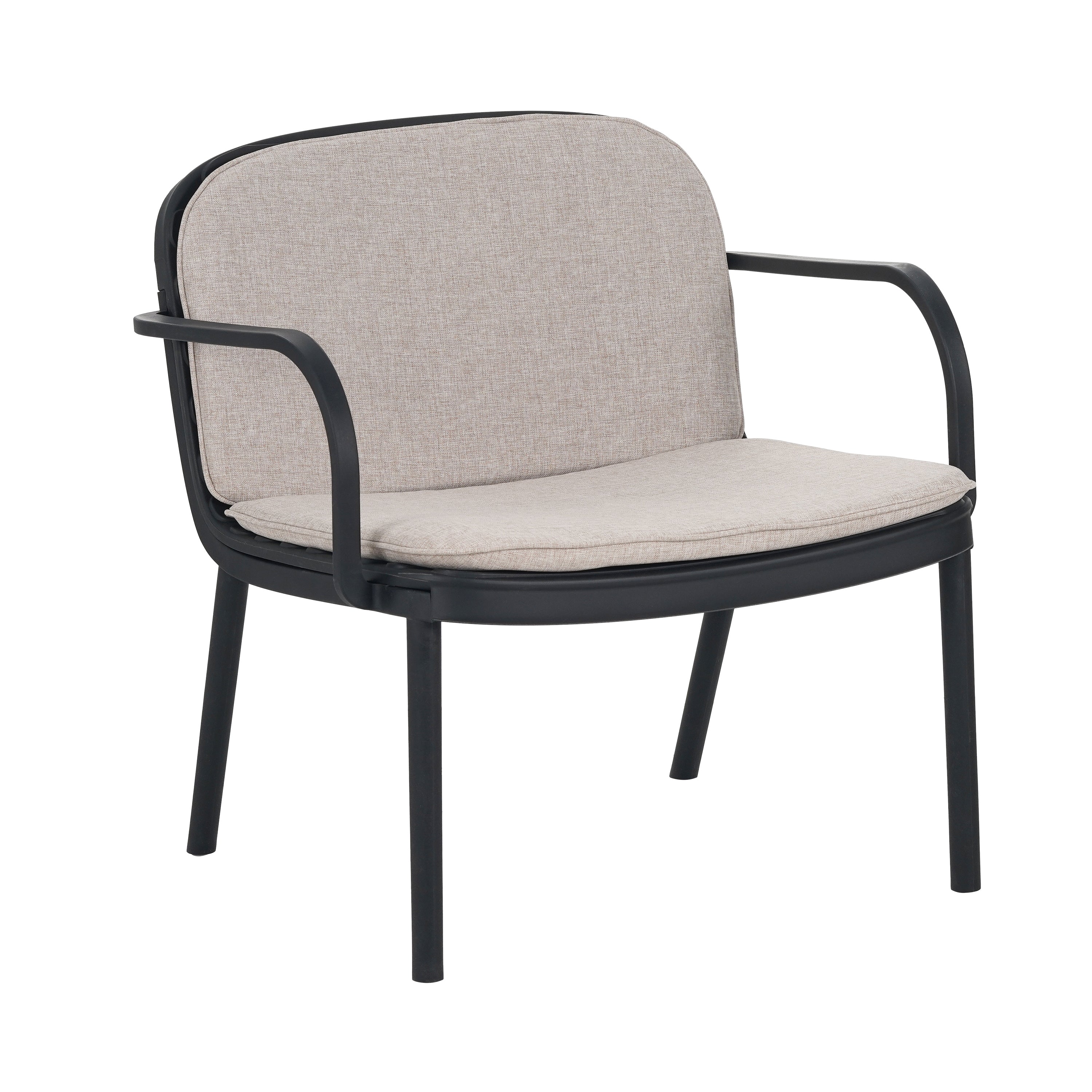 Outdoor Chat Set Polypropylene Black Beige Cushion 3 Piece Loveseat