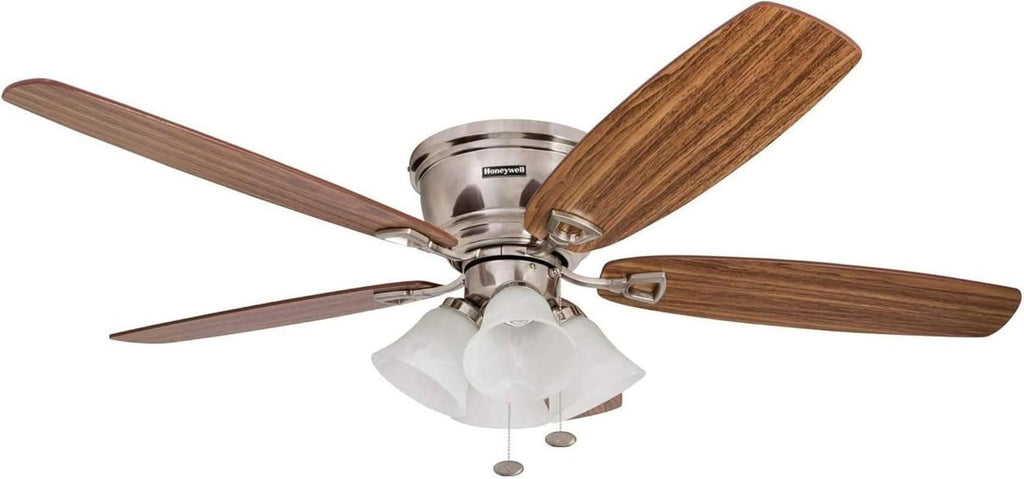 52 Inch Brushed Nickel LED Five Blade Ceiling Fan Light
