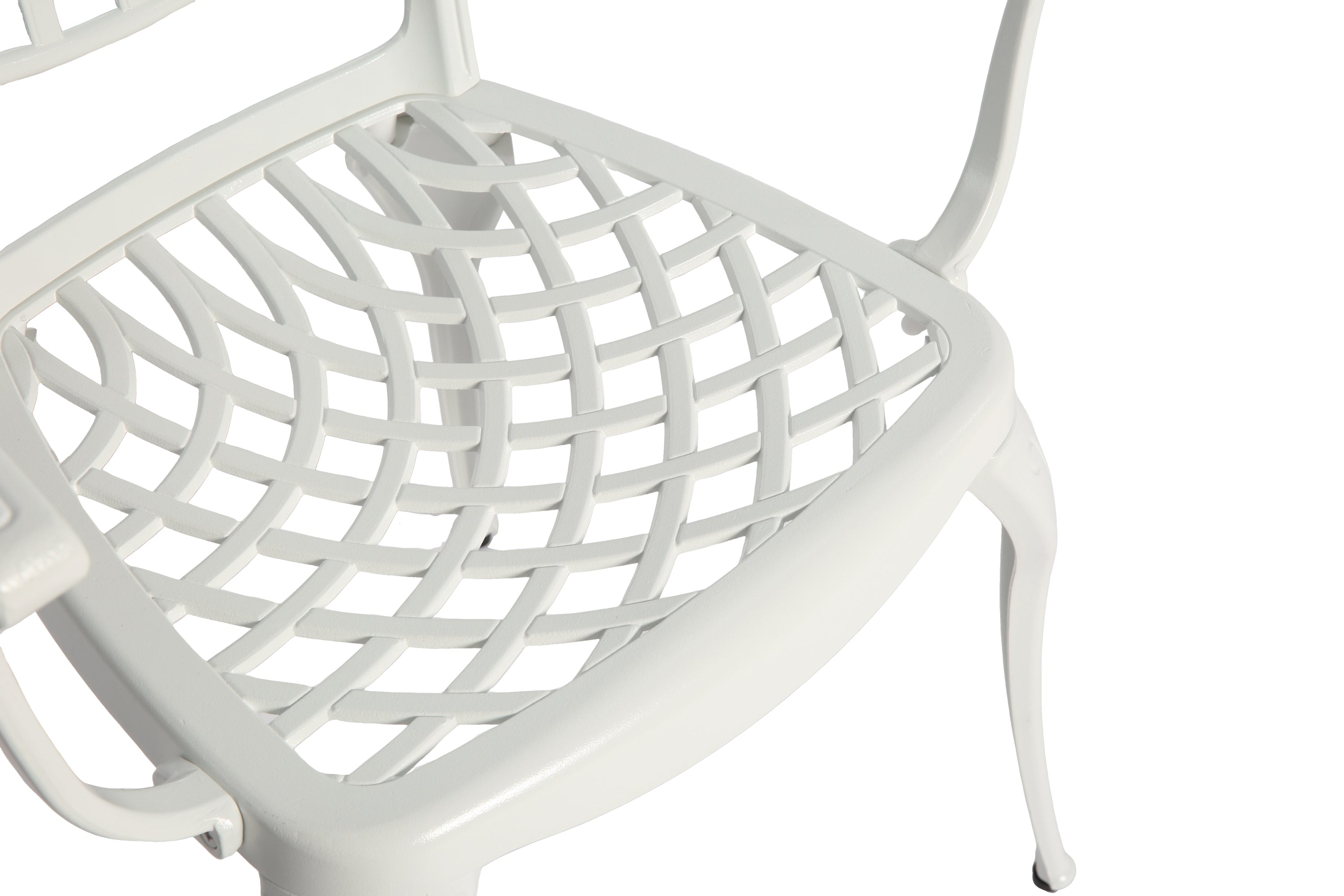 Outdoor Bistro Set Cast Aluminum White 3 Piece Umbrella Hole Cushions