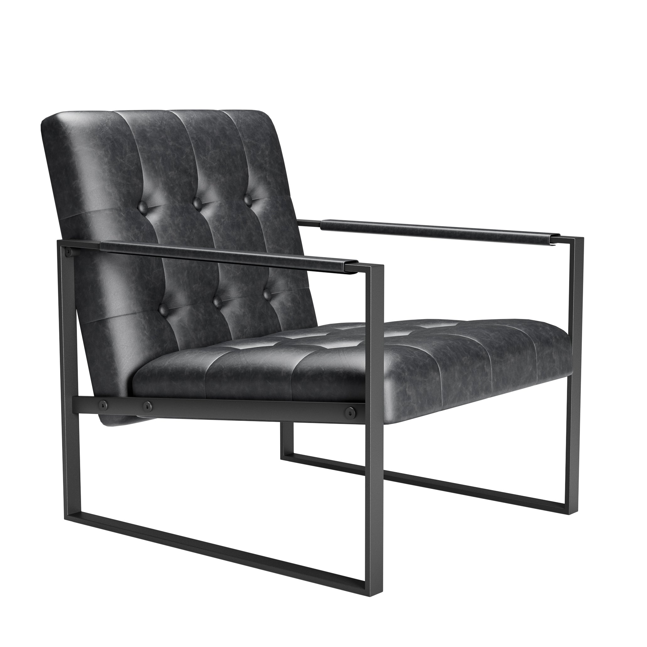 Office Chair Modern Metal Black Upholstered Pull-Out Backrest 46x25x28 in