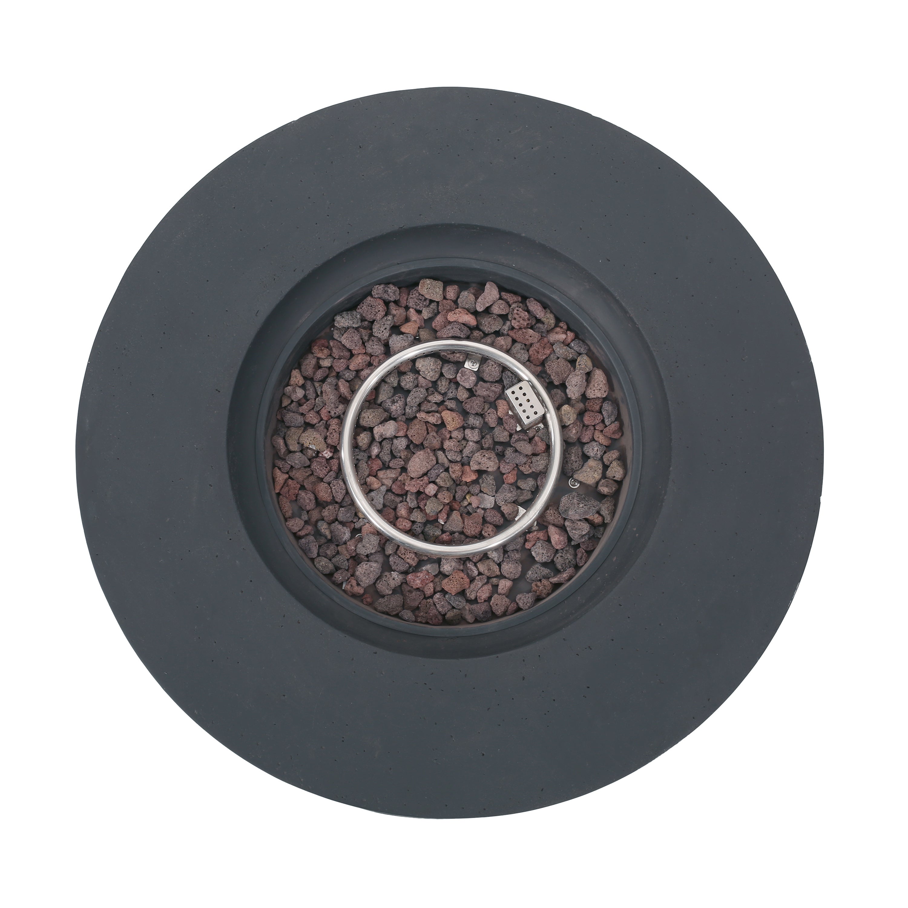 Modern Lightweight Concrete Circular Fire Pit 50000 BTU, Dark Gray
