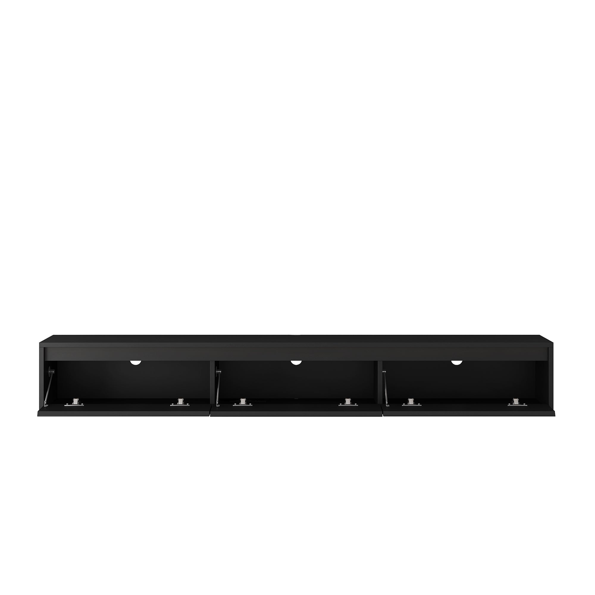 TV Stand Wall-Mounted Floating LED Black MDF 3 AC 2 USB Fits 65 In TV
