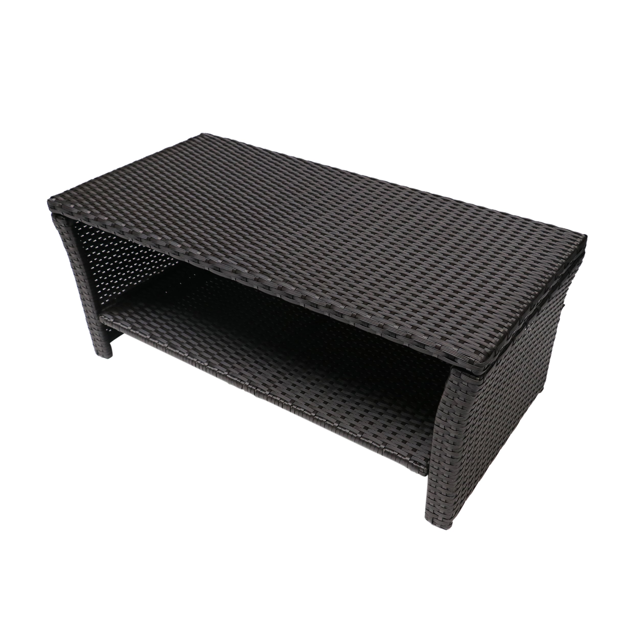 Outdoor Coffee Table Wicker Steel Brown Round 39in