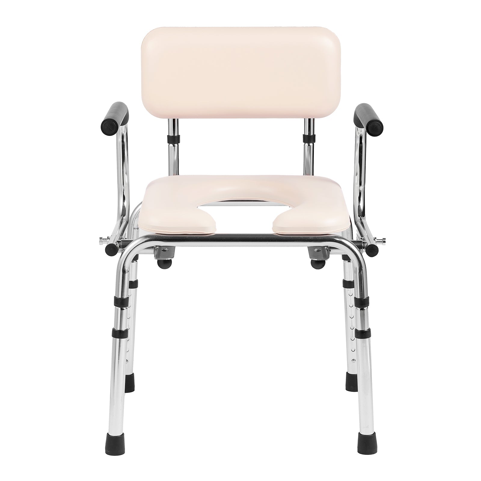 Commode Chair Padded Seat Drop-Down Arms 7-Level Adjustable Steel 350 LB
