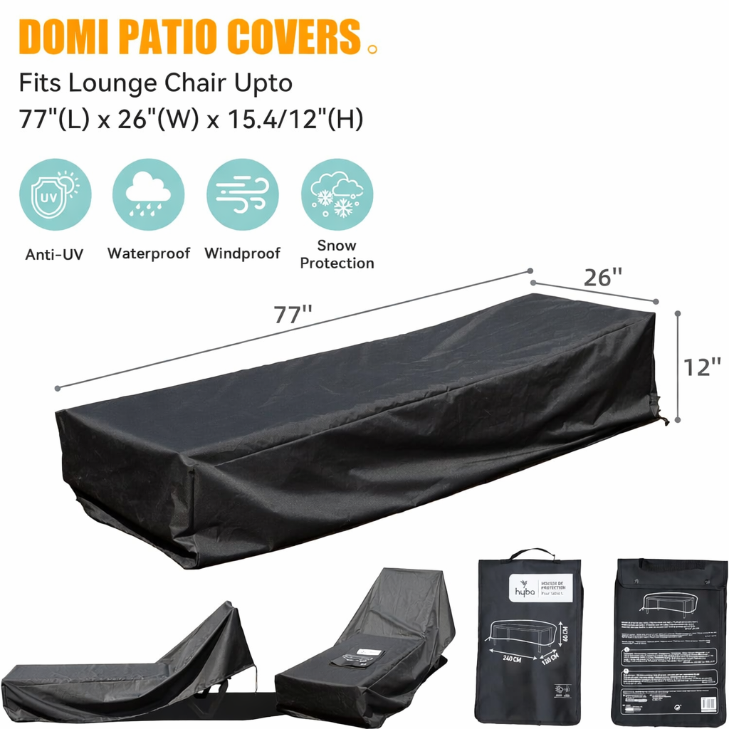 Chaise Lounge Cover Waterproof Polyester 77x26