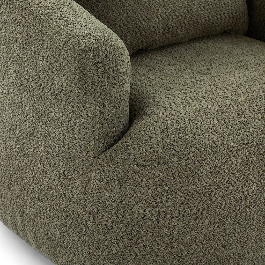 Accent Chair Swivel Barrel Chenille Green 360 Degree Pocket Spring 38 In