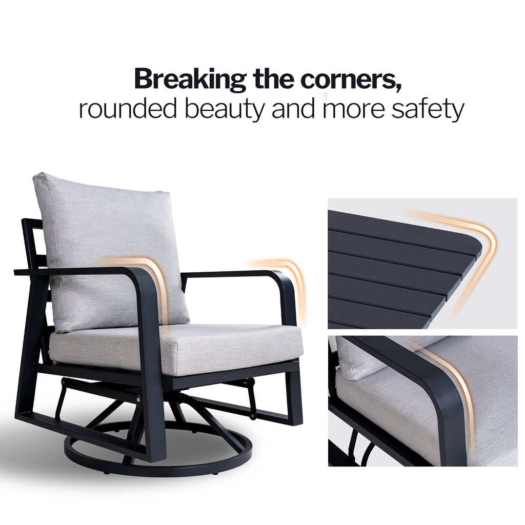 Outdoor Swivel Chair Aluminum Dark Gray Set of 2
