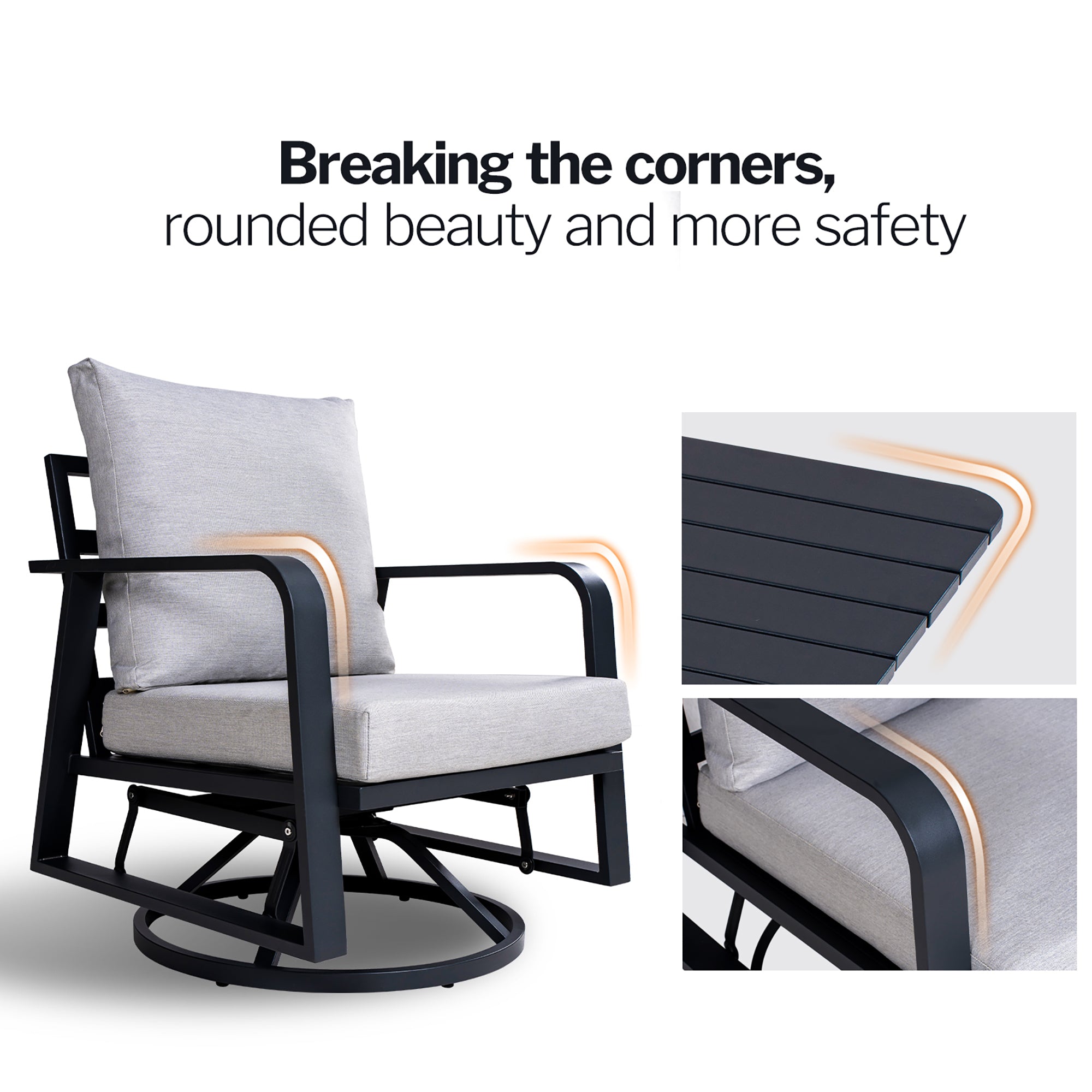 Outdoor Swivel Chair Aluminum Dark Gray Set of 2