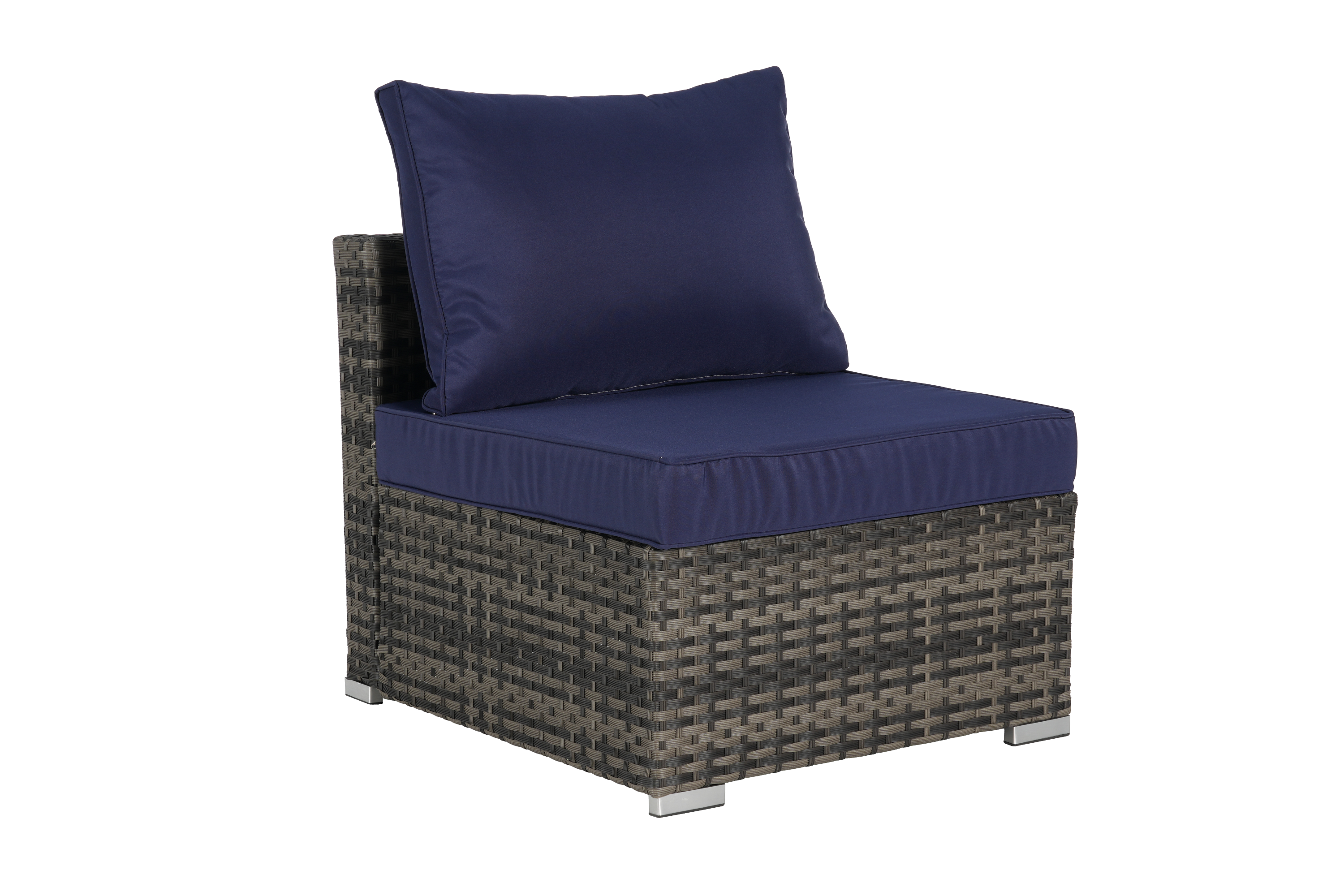 Outdoor Sectional Set PE Rattan Steel Dark Blue 8 Piece Seats 8 380 LB
