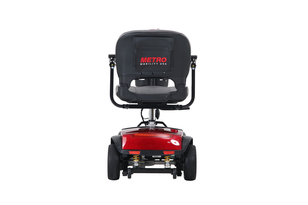 Mobility Scooter 4-Wheel Compact Metal Red 300 LB 10 Mile Rear Suspension