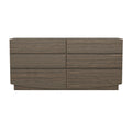 Dresser Minimalist 6-Drawer Walnut MDF Handleless Wood Grain 72x20 In