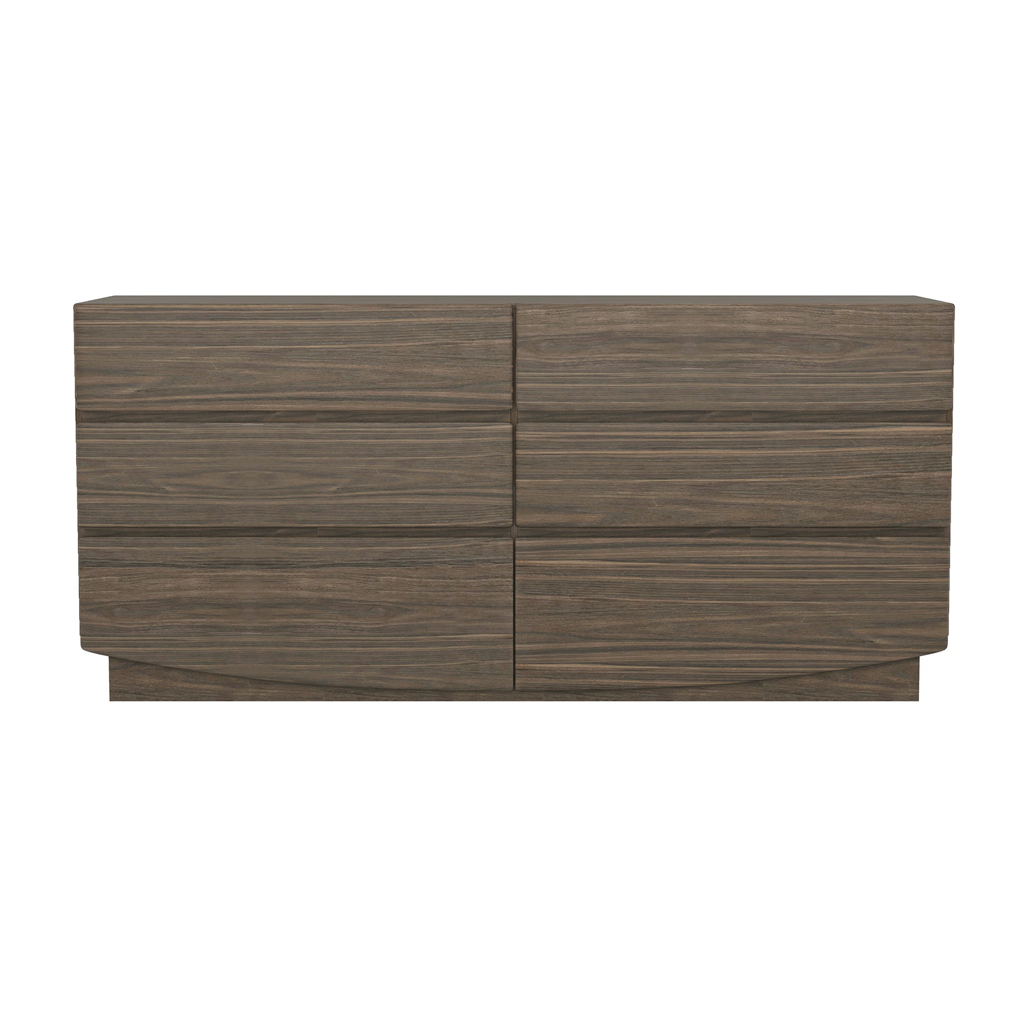 Dresser Minimalist 6-Drawer Walnut MDF Handleless Wood Grain 72x20 In