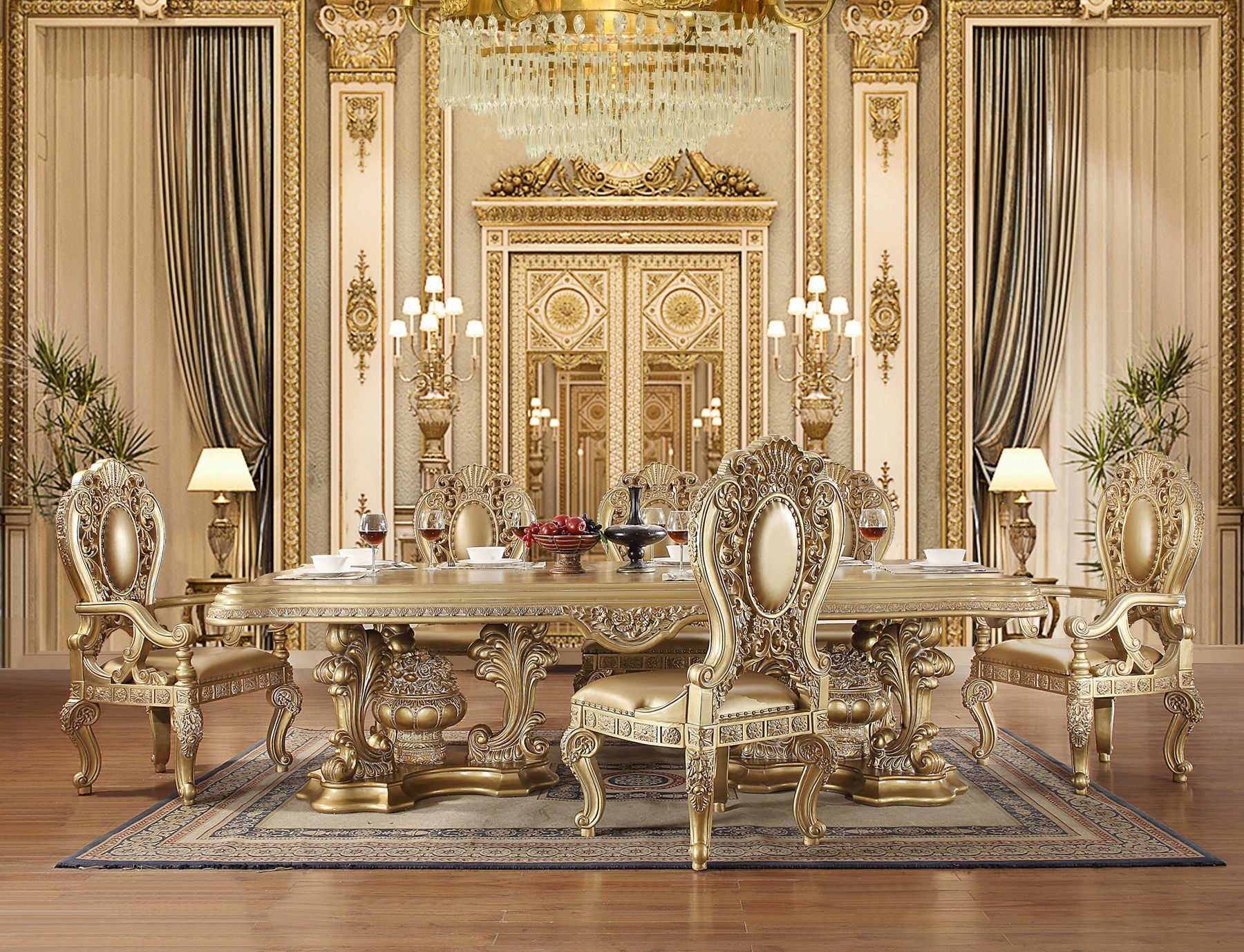 Seville - Arm Chair (Set of 2) - Synthetic Leather & Gold