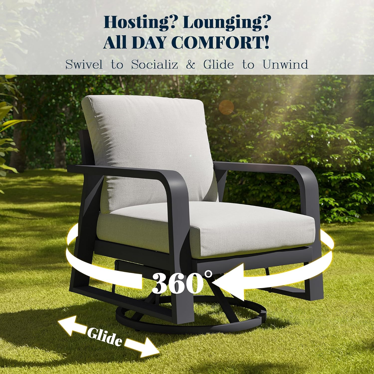 Outdoor Swivel Chair Aluminum Dark Gray Set of 2