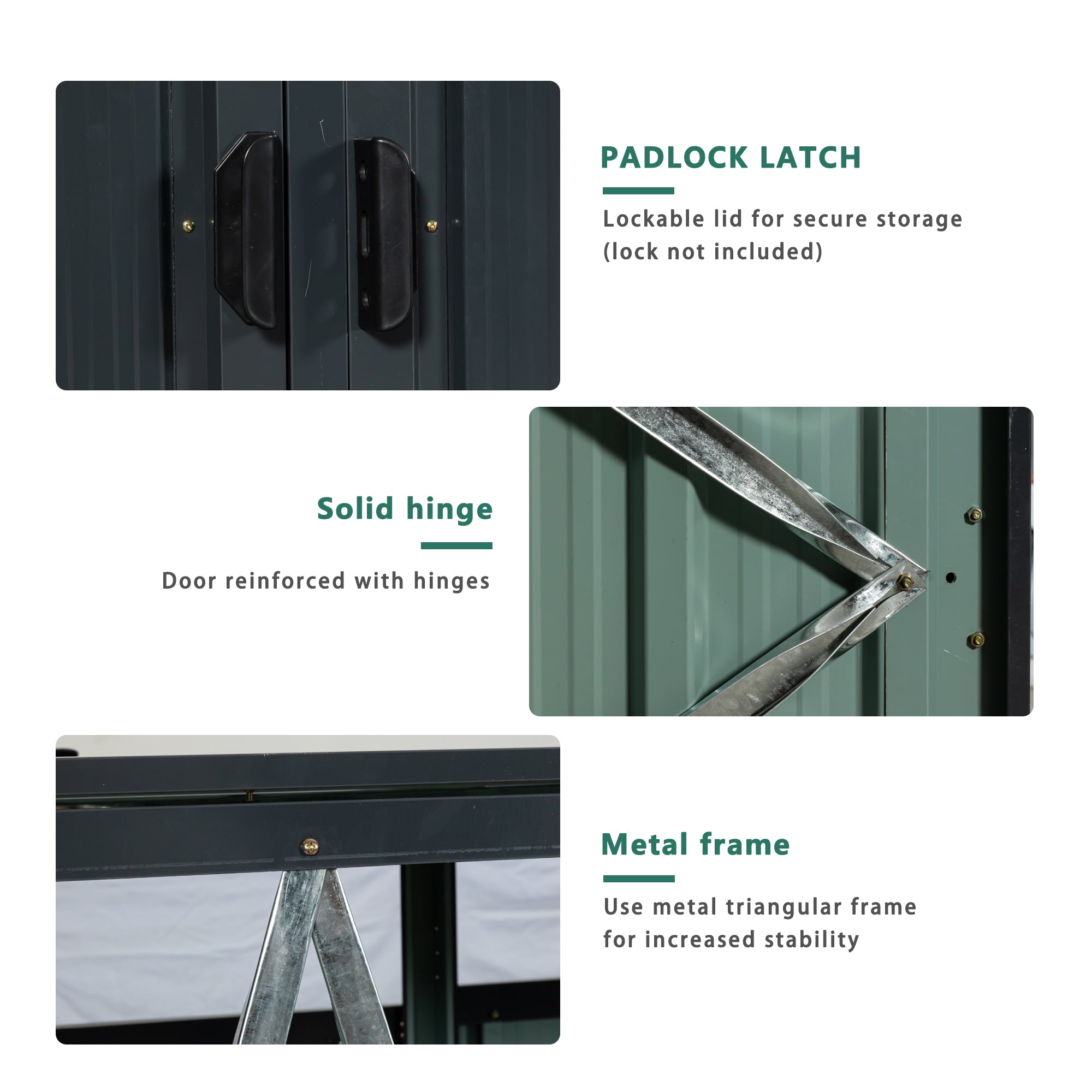 Outdoor Garbage Bin Shed Galvanized Steel Charcoal 2 Cans