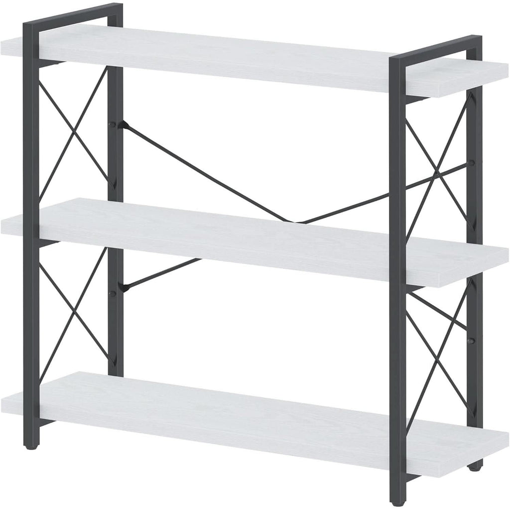 Industrial Three Tier Open Bookcase With Metal Frame Sturdy
