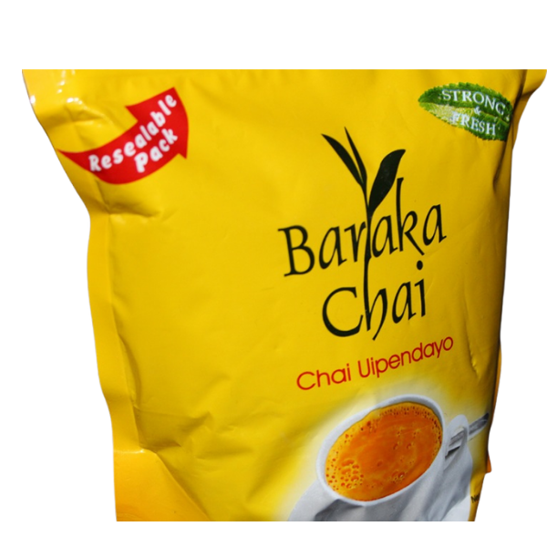 Two Baraka Chai bags showing front label and "Strong + Fresh" badge on second bag