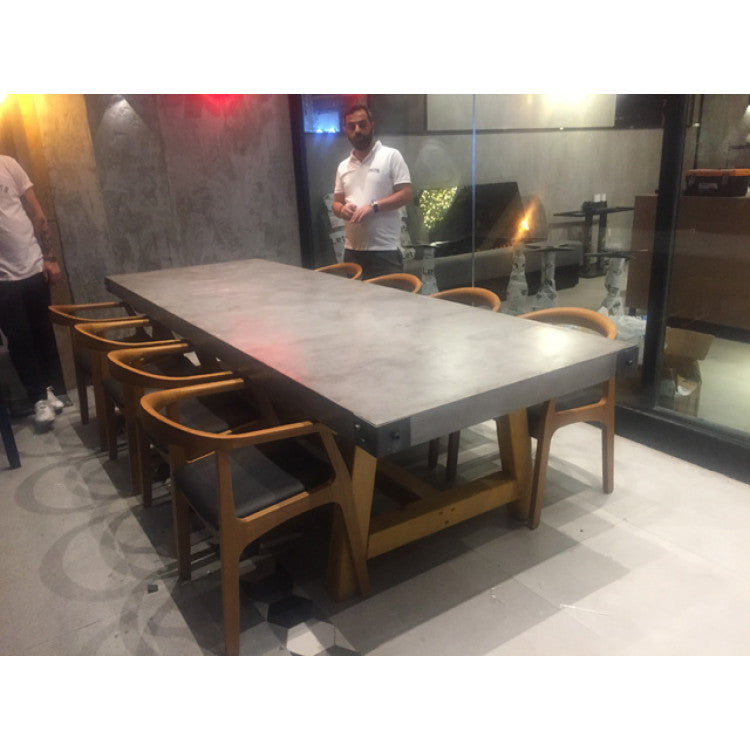 Lightweight Concrete Barocco Dining Table - Industrial Modern 39W x 94.5L x 29.5H