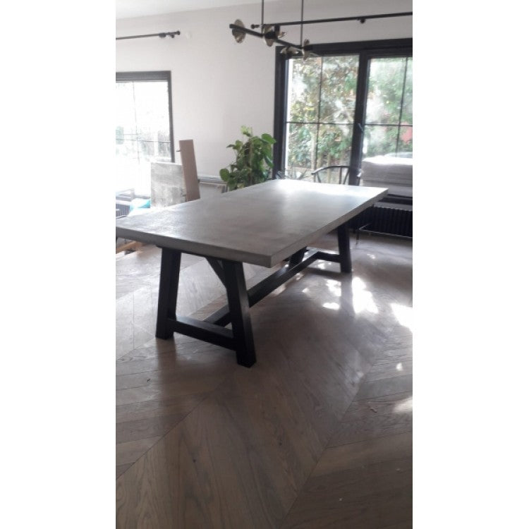 Lightweight Concrete Rectangular Dining Table Barocco Valhalla Design 47x142x29.5