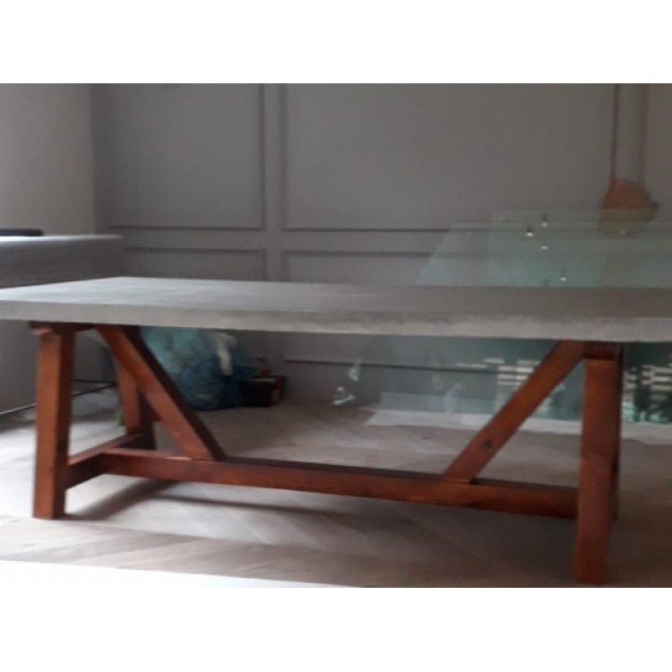Lightweight Concrete Barocco Dining Table - Industrial Modern 39W x 94.5L x 29.5H
