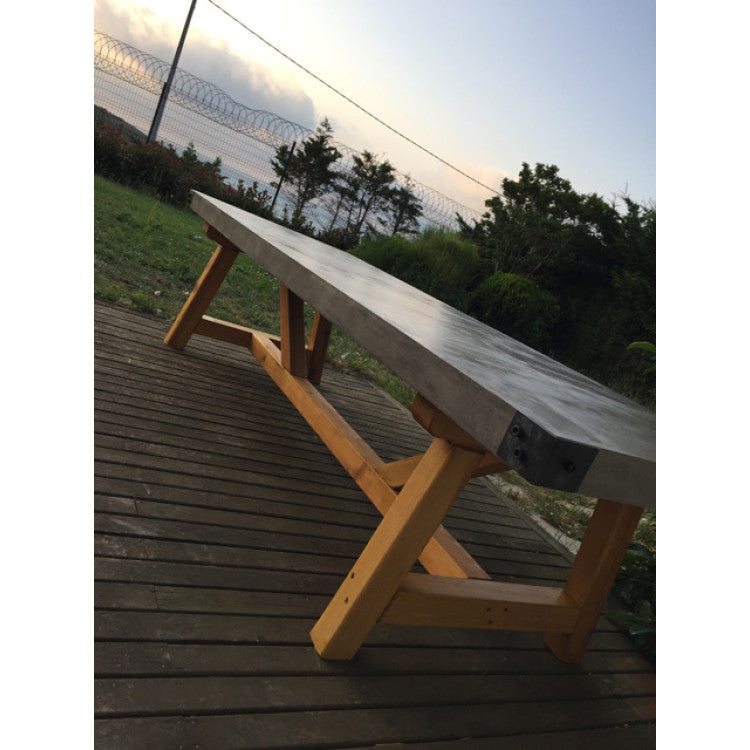 Lightweight Concrete Rectangular Dining Table Barocco Valhalla Design 47x142x29.5
