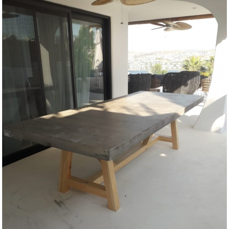 Lightweight Concrete Rectangular Dining Table Barocco Valhalla Design 47x142x29.5