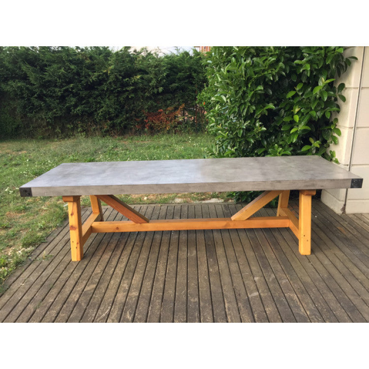 Lightweight Concrete Barocco Dining Table - Industrial Modern 39W x 94.5L x 29.5H