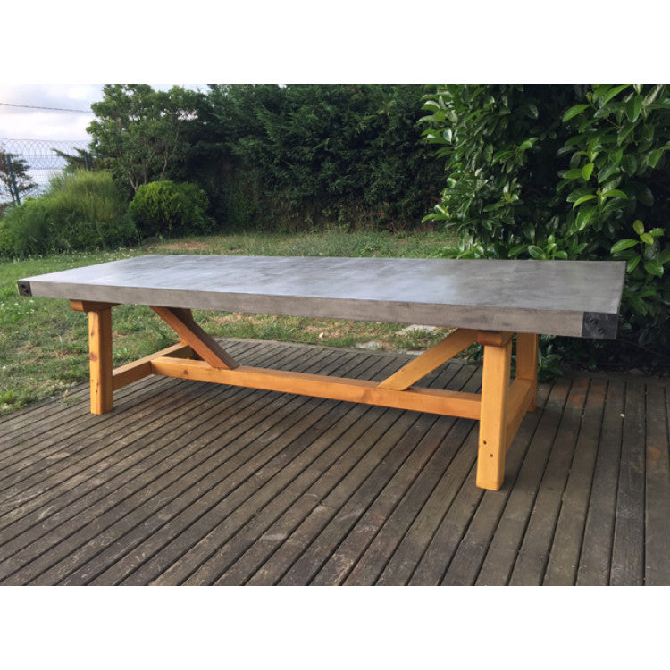 Lightweight Concrete Rectangular Dining Table Barocco Valhalla Design 47x142x29.5