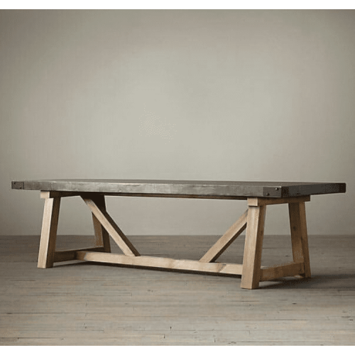 Lightweight Concrete Rectangular Dining Table Barocco Valhalla Design 47x142x29.5