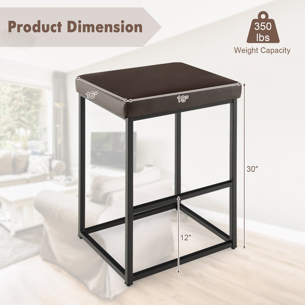 30 Inch Barstools Set of 2 with PU Leather Cover