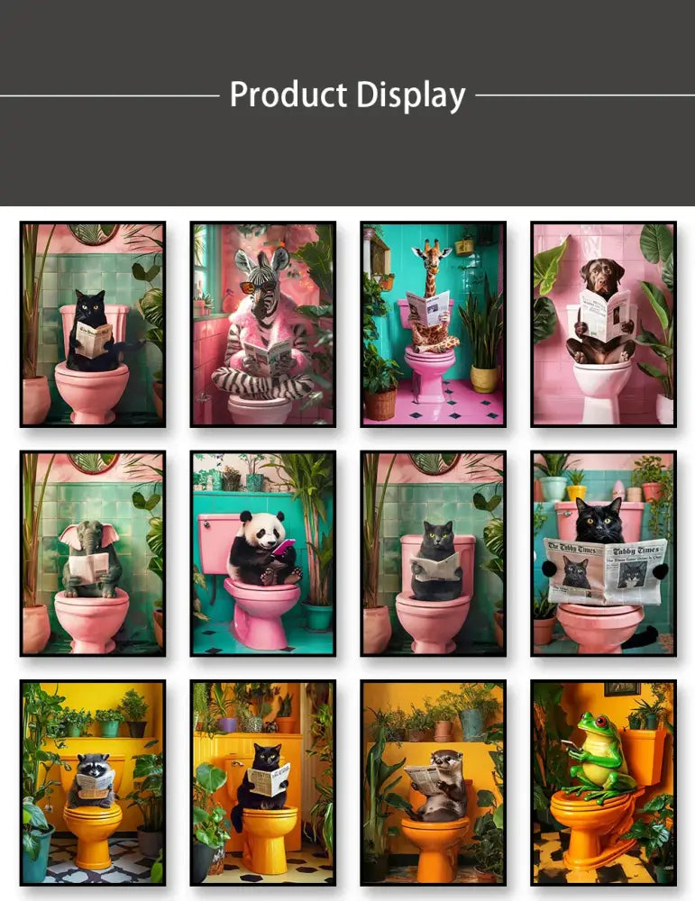 Bathroom Cat Canvas Wall Art