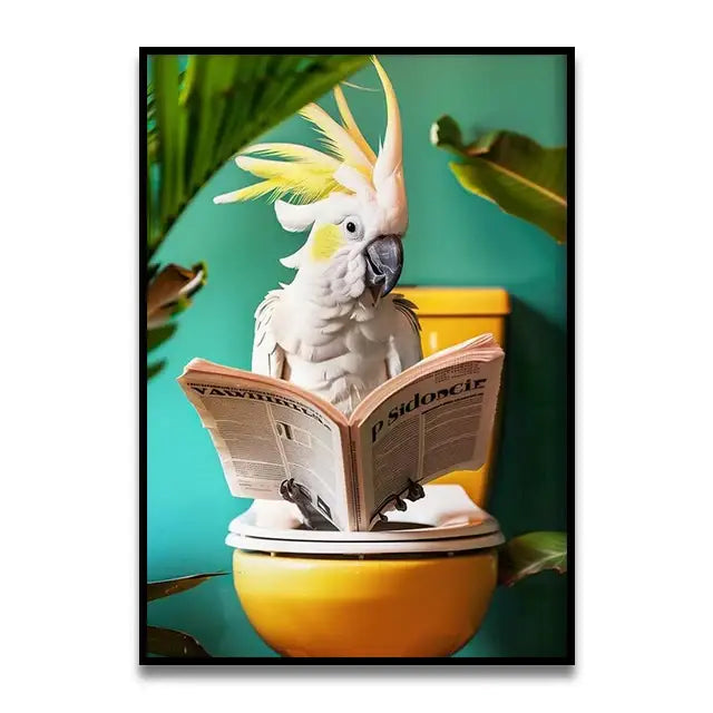 Bathroom Cat Canvas Wall Art