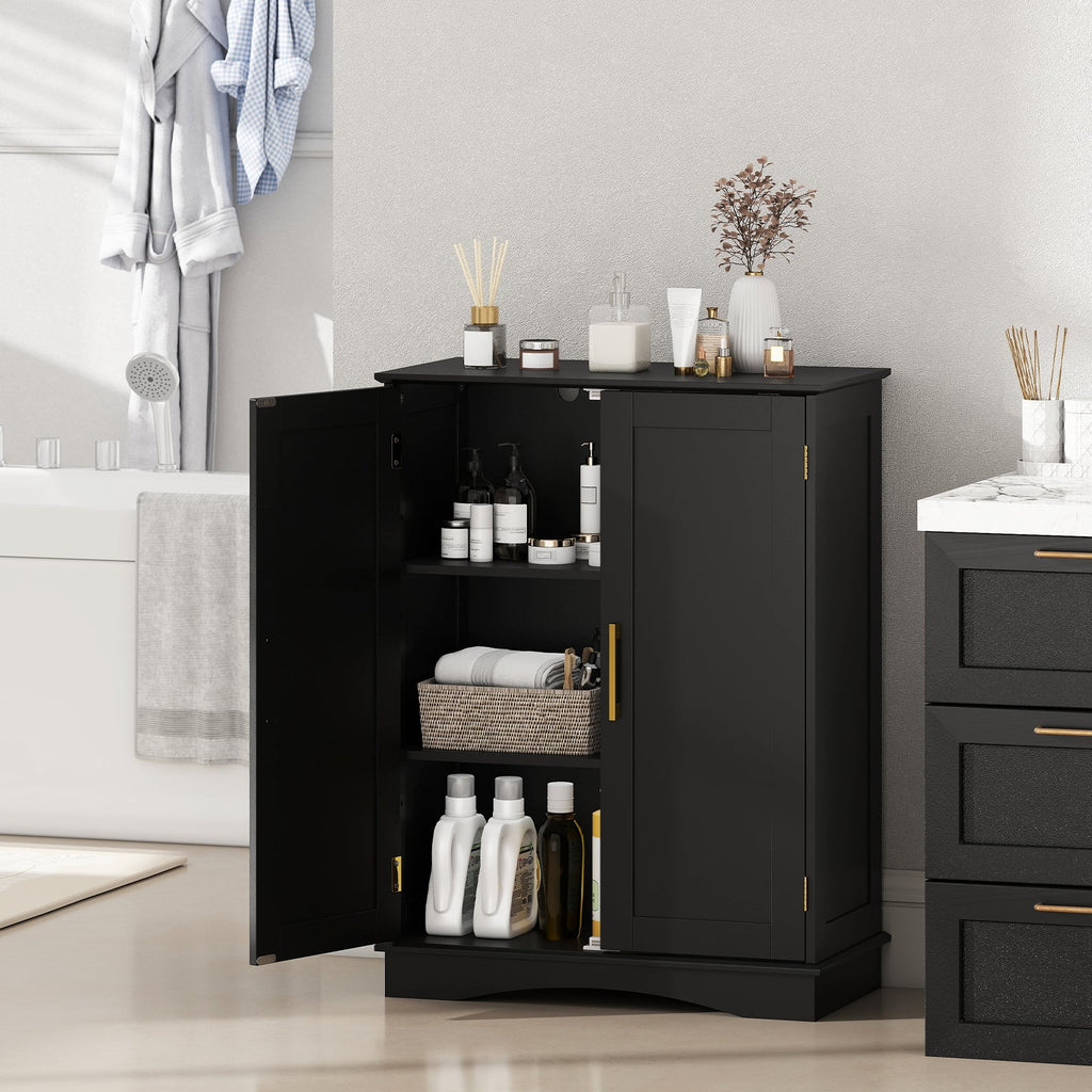 Bathroom Floor Storage Cabinet with 2 Doors and Adjustable Shelves