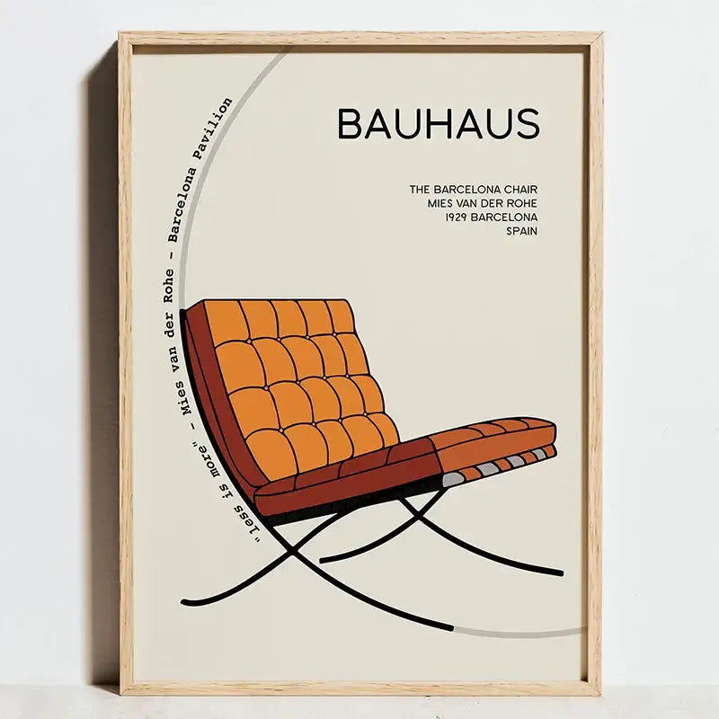 Bauhaus exhibition orange & black canvas wall art living room decor