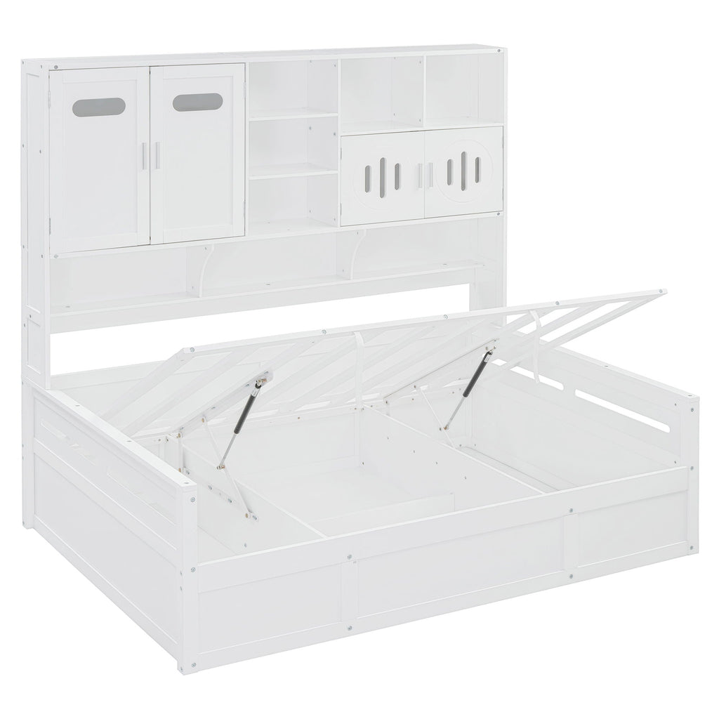 Daybed With All-In-One Cabinet And Shelf