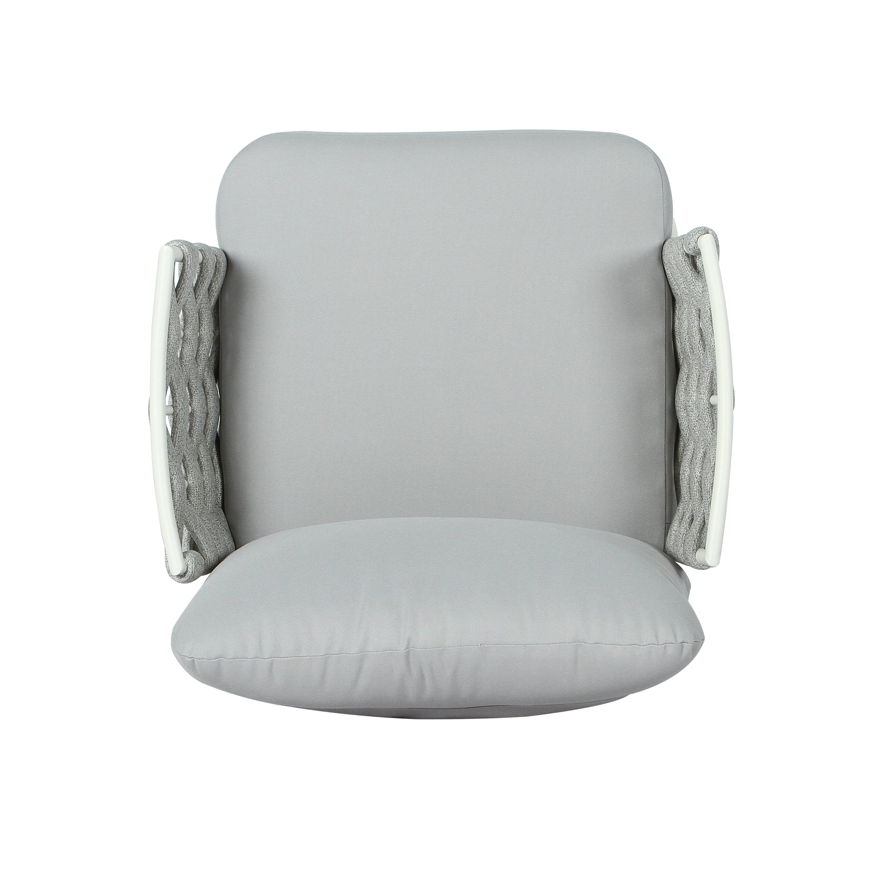 Outdoor Sofa Set Steel Rope Off White Gray Cushion 4 Piece Seats 4