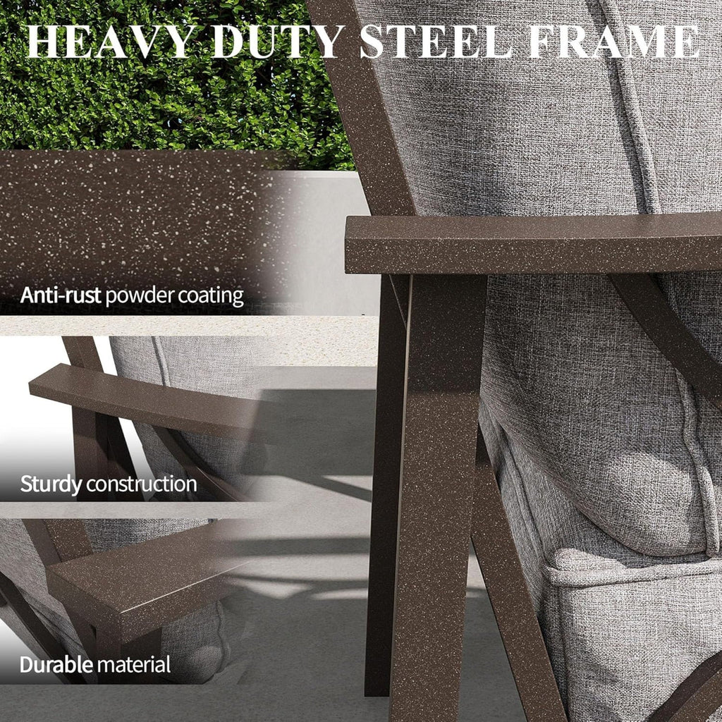 Outdoor Patio Set Steel 8 Piece Seats 9 Khaki Gray