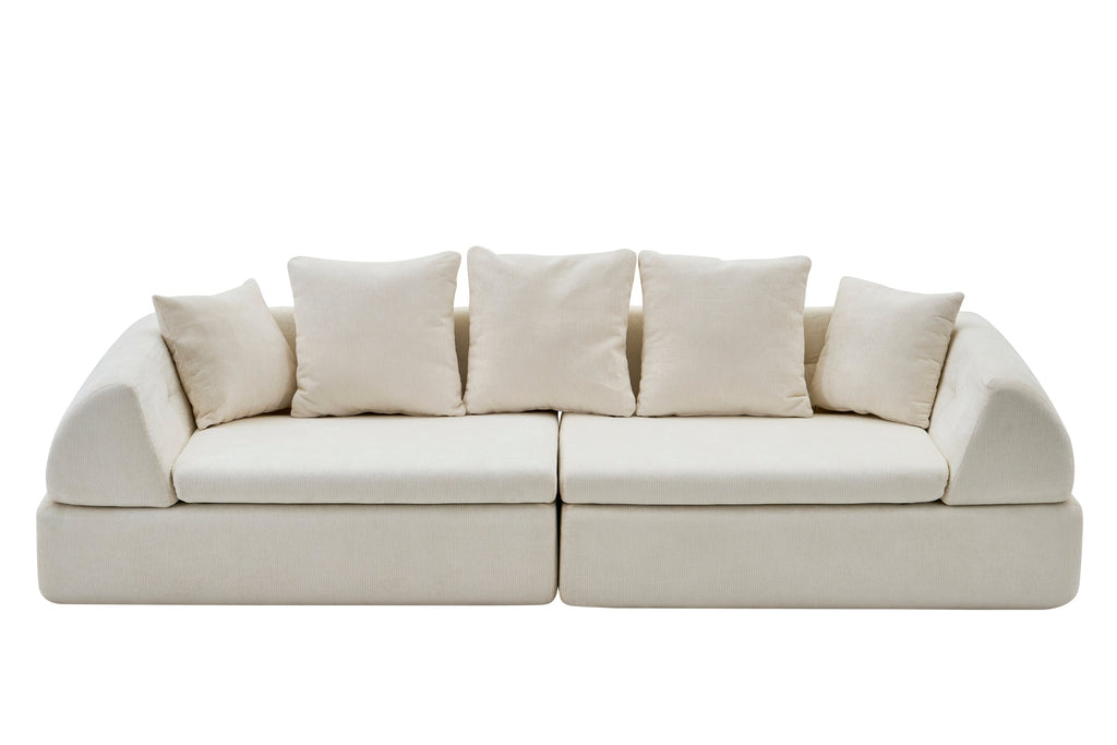 Sectional Sofa Cloud Modular White 4 Seat 104 In No Assembly Deep Seat