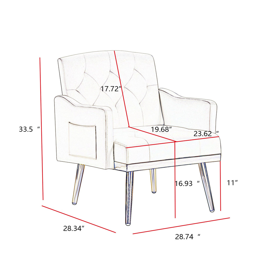 Accent Chair Modern Velvet Pink Gold Metal Legs Tufted Back 29x28x34 In