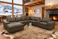 Sectional Sofa Modular Leather Match Olive Green 7 Seat 131 In