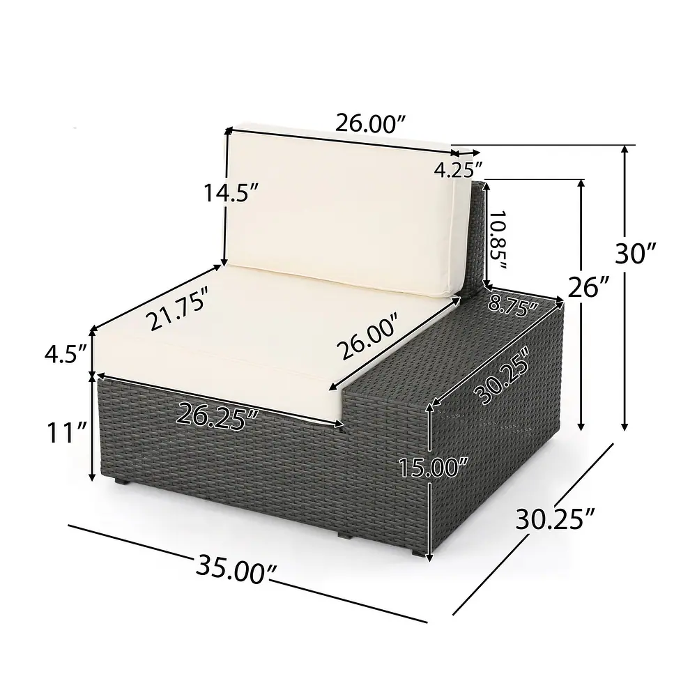 Outdoor Sectional Set PE Rattan Iron Dark Brown 8 Piece