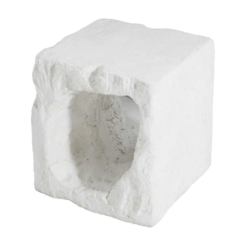 Outdoor Side Table Square MGO White Cave Texture 16.5x17.85in