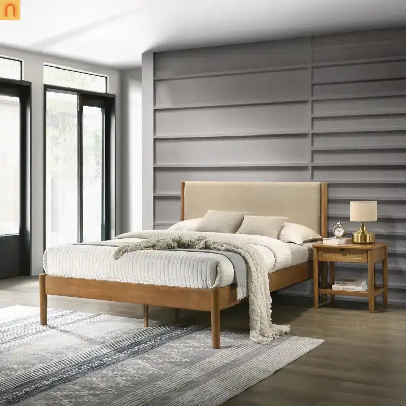 Bedroom Set Queen Walnut Textured Headboard Dresser Nightstand 5pc