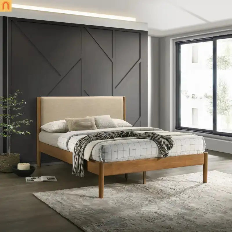 Bedroom Set Queen Walnut Textured Headboard Dresser Nightstand 5pc