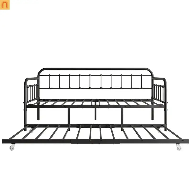 Daybed Metal Black Twin Roll-Out Trundle Caster Wheels 66 lb