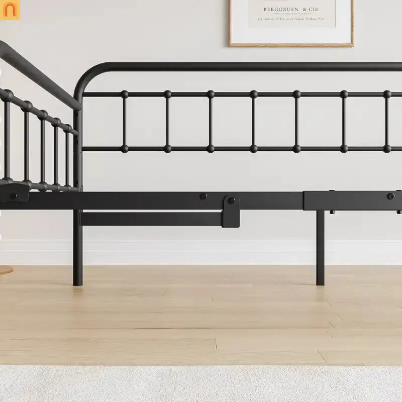 Daybed Metal Black Twin Roll-Out Trundle Caster Wheels 66 lb