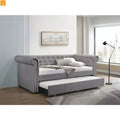 Chaise Lounge Daybed Fabric Gray Twin Chesterfield Trundle 660 lb