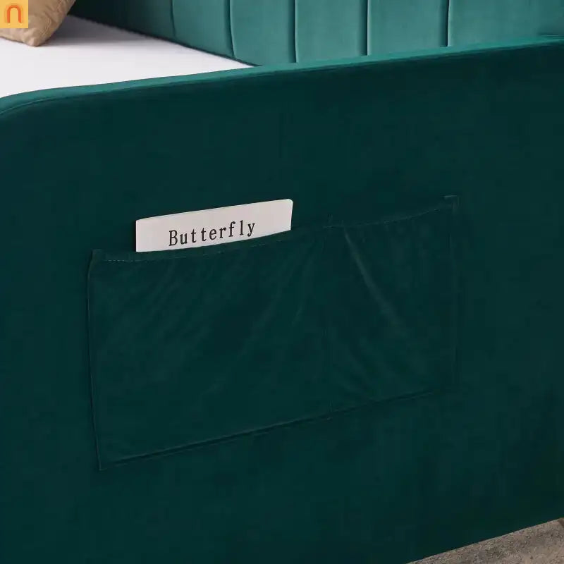 Bed Frame Daybed Twin Velvet Emerald Roll-Out Trundle